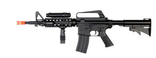 Well M16A4 M4 RIS Spring Rifle w/ Flashlight, Laser, Vertical Foregrip, Retractable Stock