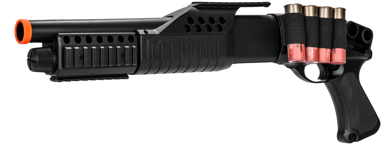 M180A1 SPRING SHOTGUN RIS PISTOL GRIP W/ 4 BULLET SHELLS, SHELL HOLDER - Click Image to Close