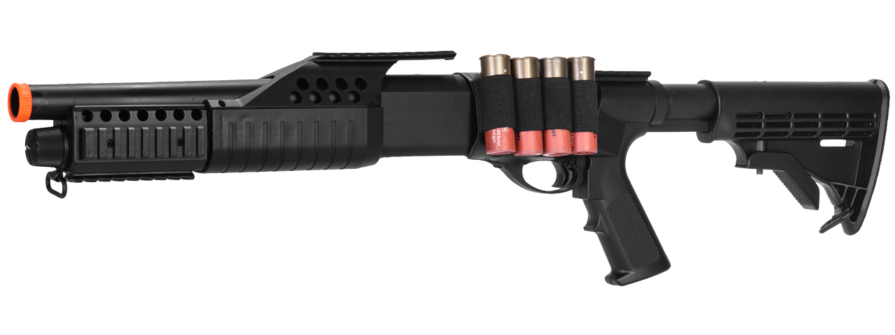 M180C1 SPRING SHOTGUN RIS W/ 4 BULLET SHELLS, SHELL HOLDER, RETRACTABLE LE STOCK - Click Image to Close