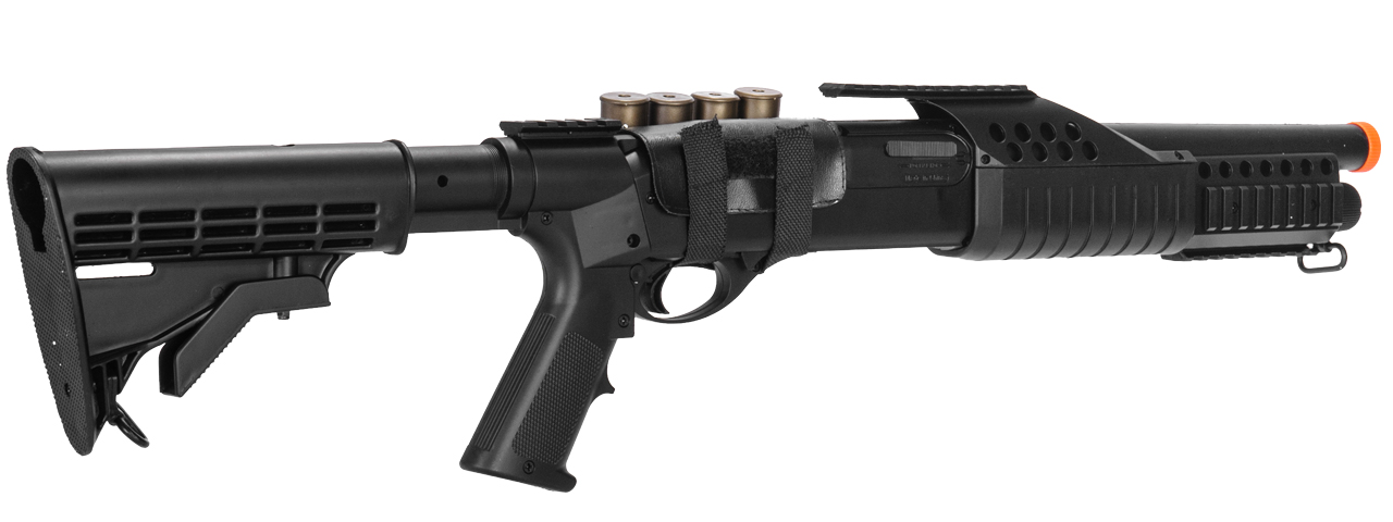 M180C1 SPRING SHOTGUN RIS W/ 4 BULLET SHELLS, SHELL HOLDER, RETRACTABLE LE STOCK - Click Image to Close