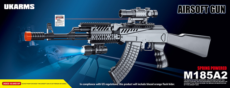 UKARMS M185A2 Spring Rifle w/ Laser & Flashlight - Click Image to Close