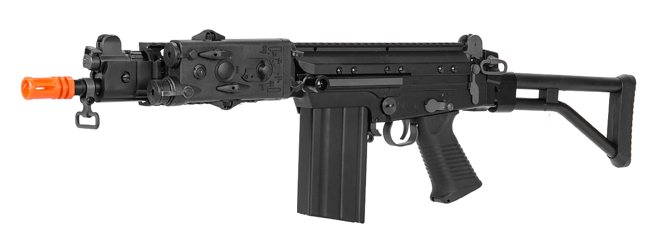 JG AIRSOFT FAL AEG W/ PEQ BOX RIS FOLDING STOCK - BLK - Click Image to Close