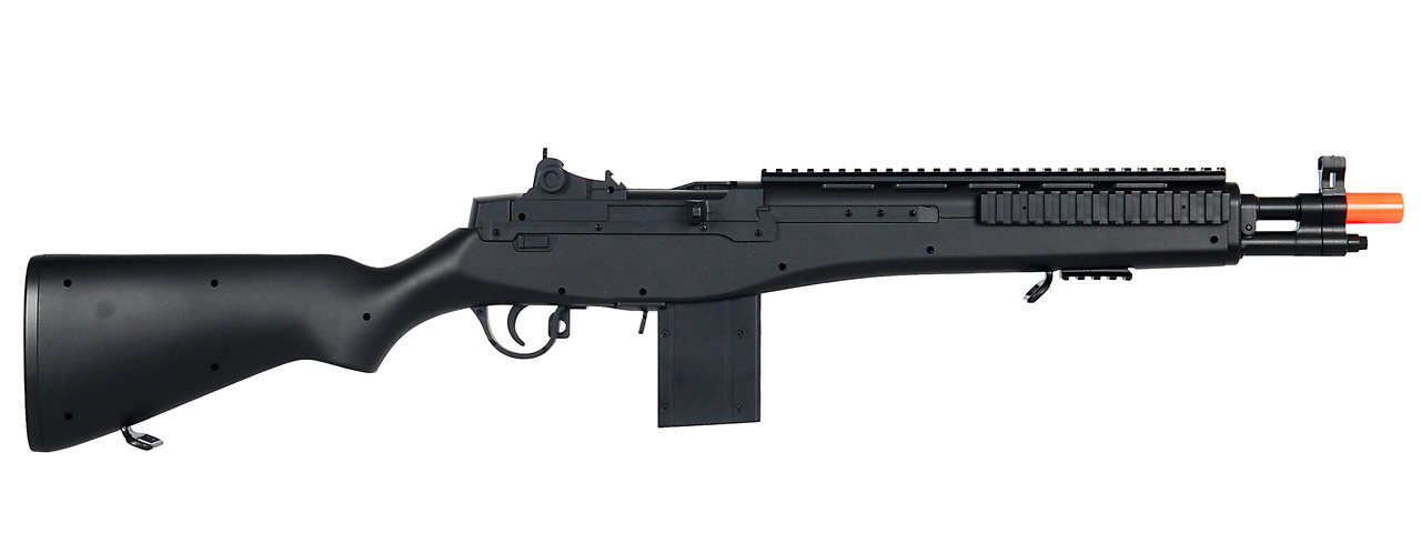 Double Eagle M14 Spring Powered Rifle w/ Quad Rail (Color: Black) - Click Image to Close