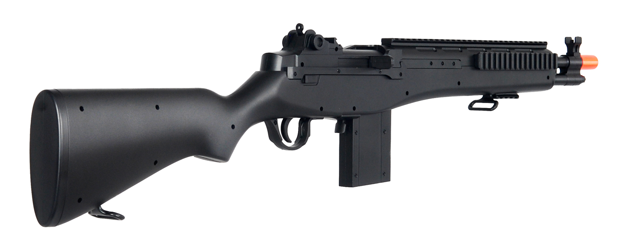 Double Eagle M14 Spring Powered Rifle w/ Quad Rail (Color: Black) - Click Image to Close
