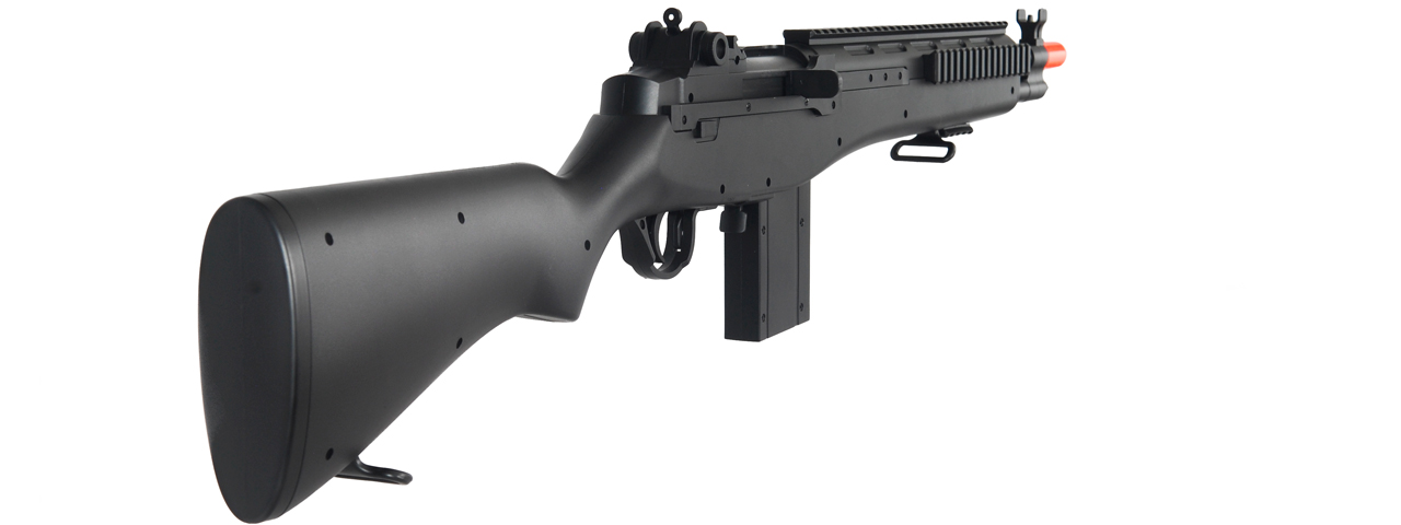 Double Eagle M14 Spring Powered Rifle w/ Quad Rail (Color: Black) - Click Image to Close