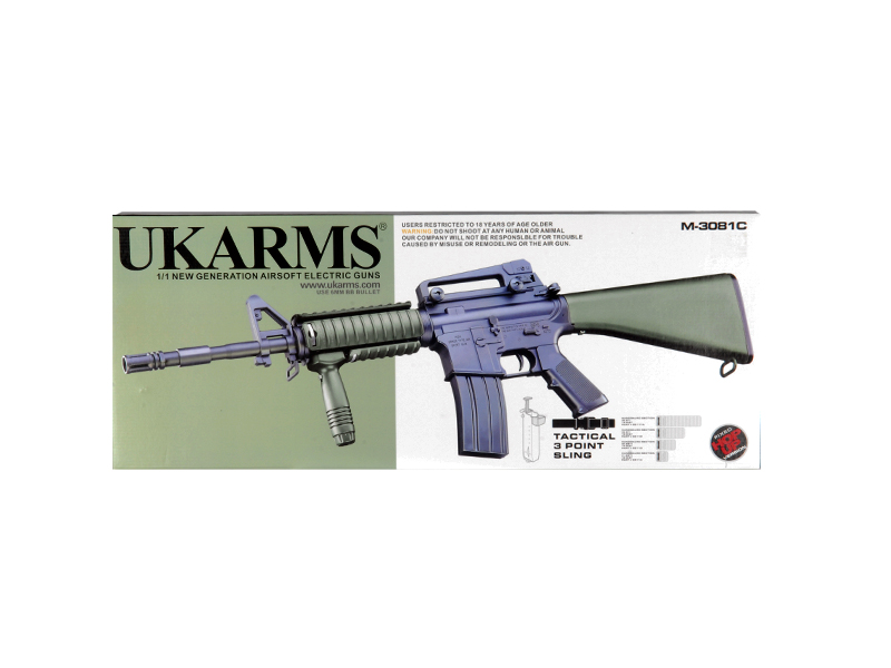 UKARMS M3081C M4 AEG Plastic Gear w/ Rails & Vertical Grip, OD Color - Click Image to Close