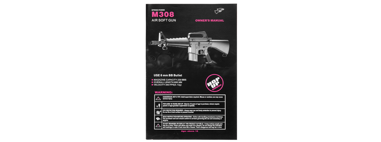 M308 MINI M16 SPRING RIFLE (BLACK) - Click Image to Close