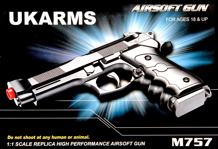 UKARMS M757B M9 Airsoft Spring Pistol (BLACK) - Click Image to Close