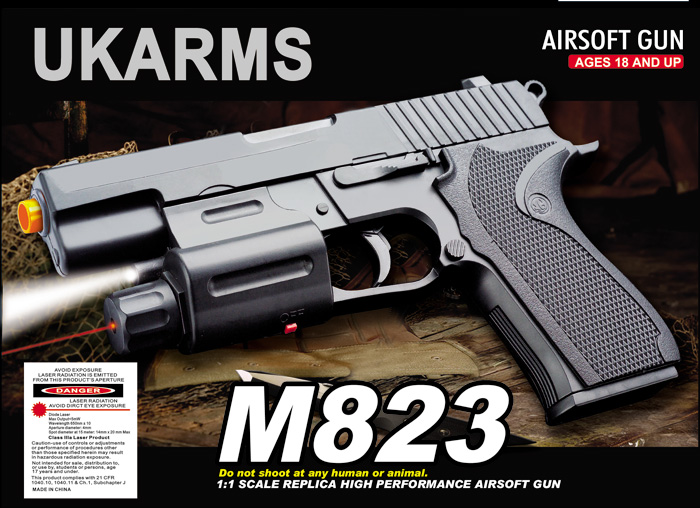 UKARMS M823 Spring Pistol w/ Laser and Flashlight - Click Image to Close
