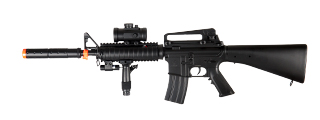 Double Eagle M82p Full Auto Airsoft Electric Gun w/ Red Dot Scope +  Flashlight