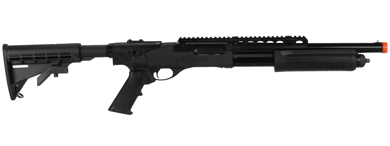 PPS M870-STR-04 M870 TACTICAL R.I.S. & RETRACTABLE STOCK "SHELL EJECTING" GAS POWERED SHOTGUN - Click Image to Close