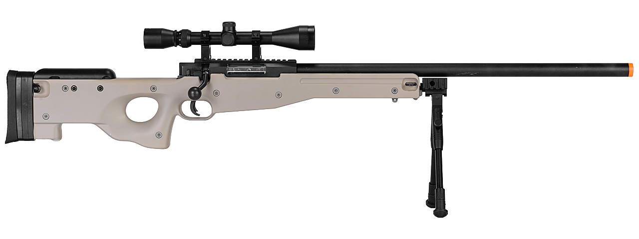WELL MB01TAB L96 AWP BOLT ACTION RIFLE w/BIPOD & SCOPE(COLOR: TAN) - Click Image to Close