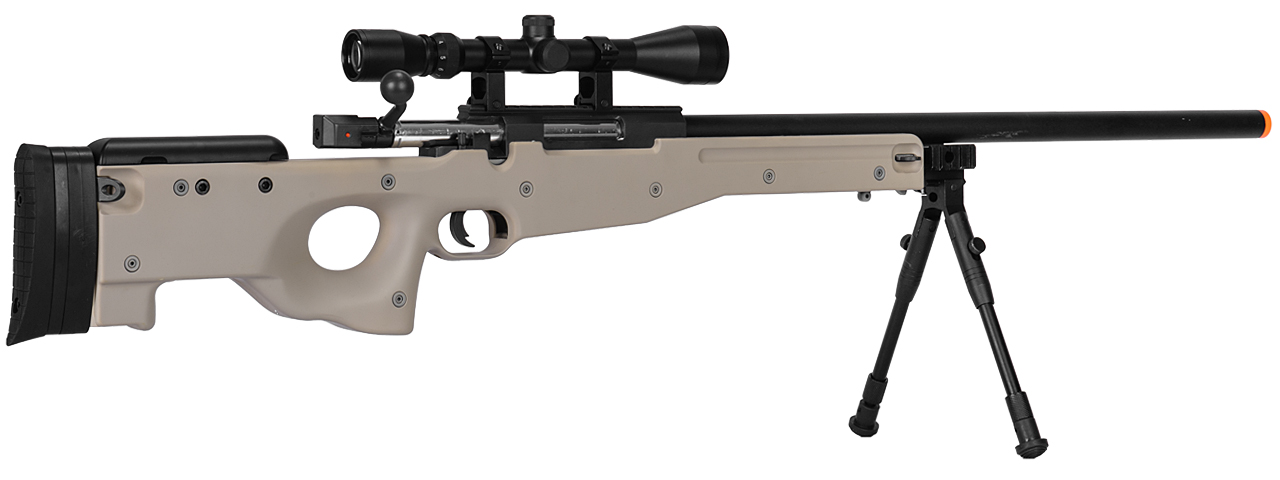 WELL MB01TAB L96 AWP BOLT ACTION RIFLE w/BIPOD & SCOPE(COLOR: TAN) - Click Image to Close