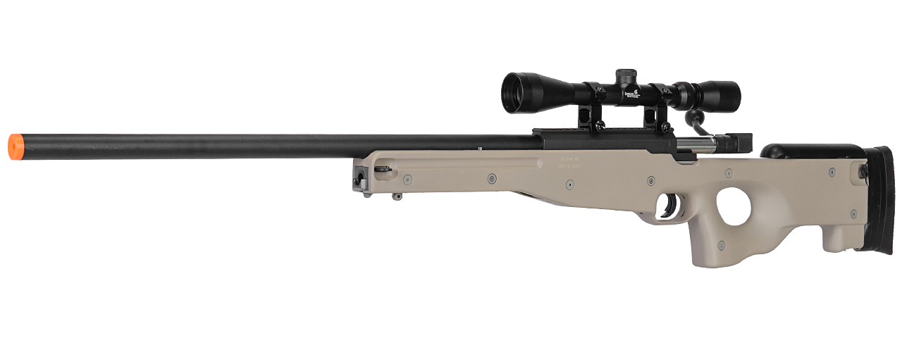 WELLFIRE MK96 BOLT ACTION AWP AIRSOFT SNIPER RIFLE W/ SCOPE - TAN - Click Image to Close