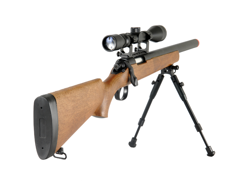 WELL MB02WAB VSR-10 BOLT ACTION RIFLE w/SCOPE & BIPOD (COLOR: WOOD)