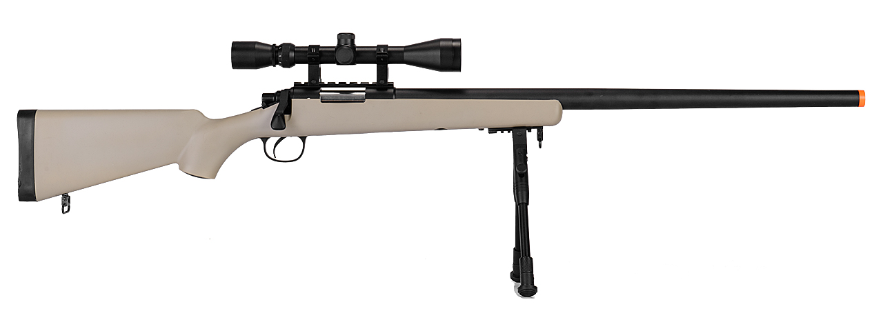 WELL MB03TAB VSR-10 BOLT ACTION RIFLE w/SCOPE & BIPOD (COLOR: TAN)