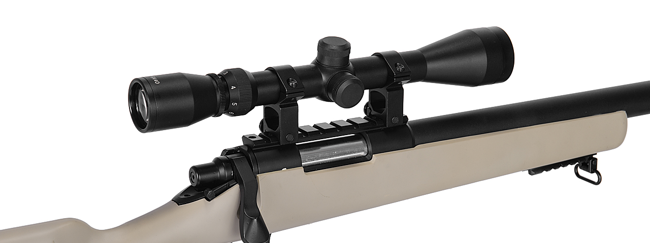 WELL MB03TAB VSR-10 BOLT ACTION RIFLE w/SCOPE & BIPOD (COLOR: TAN) - Click Image to Close