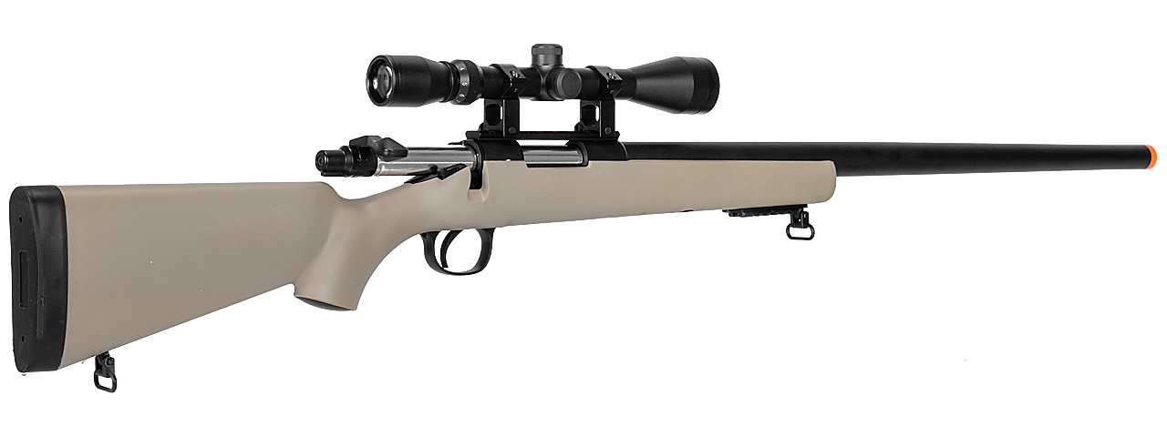 WELL MB03TA VSR-10 BOLT ACTION RIFLE w/SCOPE (COLOR: TAN) - Click Image to Close