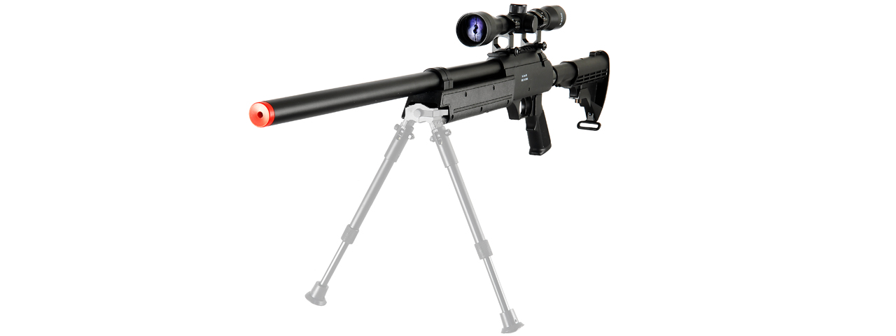 WELL APS SR-2 MODULAR BOLT ACTION AIRSOFT SNIPER RIFLE W/ SCOPE - BLACK - Click Image to Close