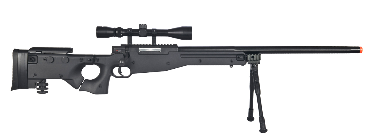 WELL MB08BAB L96 AWP BOLT ACTION RIFLE w/FOLDING STOCK BIPOD & SCOPE (COLOR: BLACK) - Click Image to Close