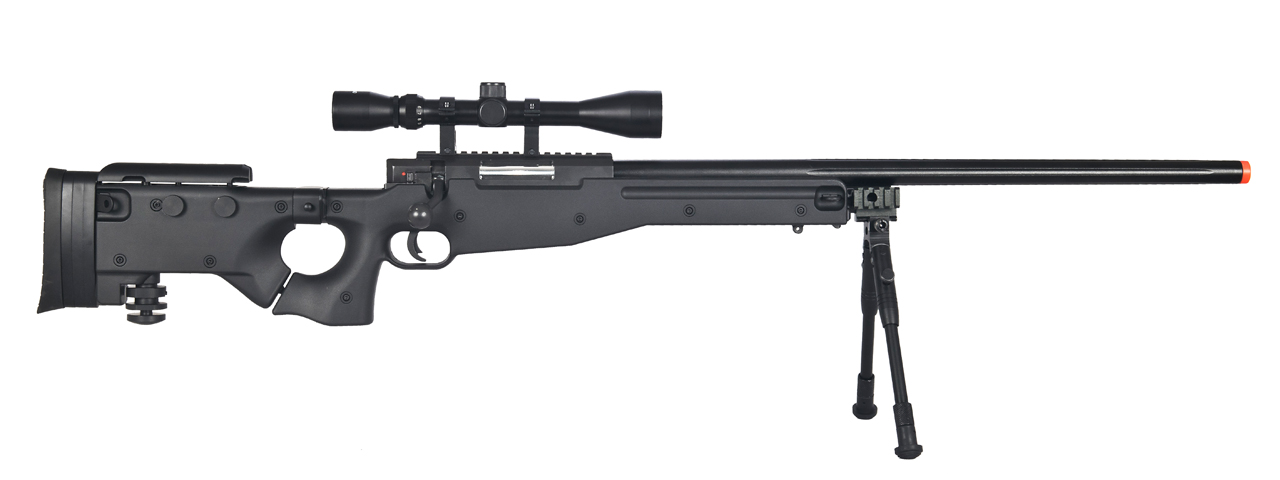 WELL MB08BAB L96 AWP BOLT ACTION RIFLE w/FOLDING STOCK BIPOD & SCOPE (COLOR: BLACK)