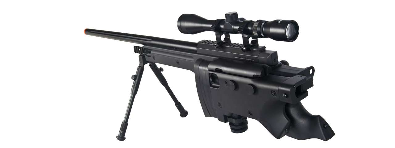 WELL MB08BAB L96 AWP BOLT ACTION RIFLE w/FOLDING STOCK BIPOD & SCOPE (COLOR: BLACK) - Click Image to Close