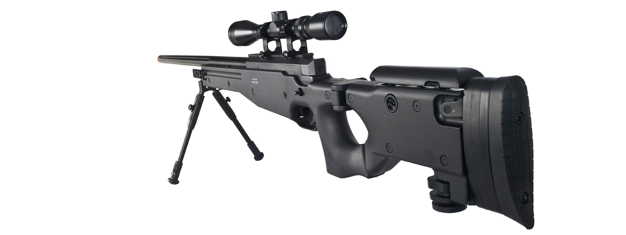 WELL MB08BAB L96 AWP BOLT ACTION RIFLE w/FOLDING STOCK BIPOD & SCOPE (COLOR: BLACK)