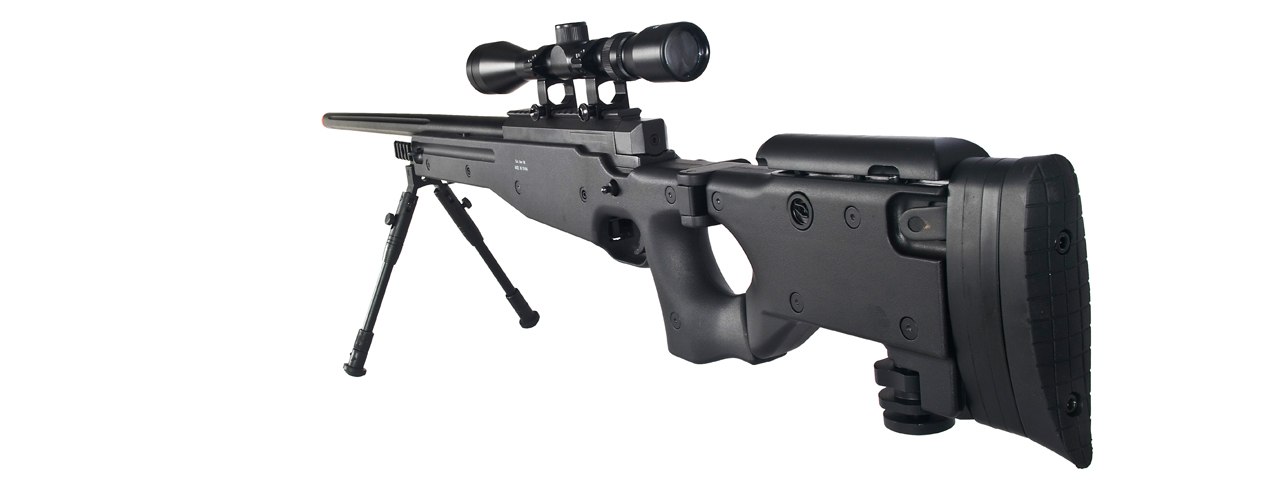 WELL MB08BAB L96 AWP BOLT ACTION RIFLE w/FOLDING STOCK BIPOD & SCOPE (COLOR: BLACK) - Click Image to Close