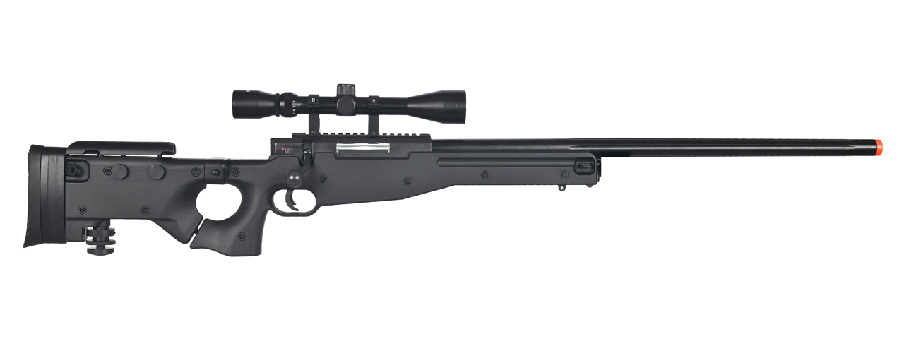 WELL MB08BA L96 AWP BOLT ACTION RIFLE w/FOLDING STOCK & SCOPE (COLOR: BLACK) - Click Image to Close