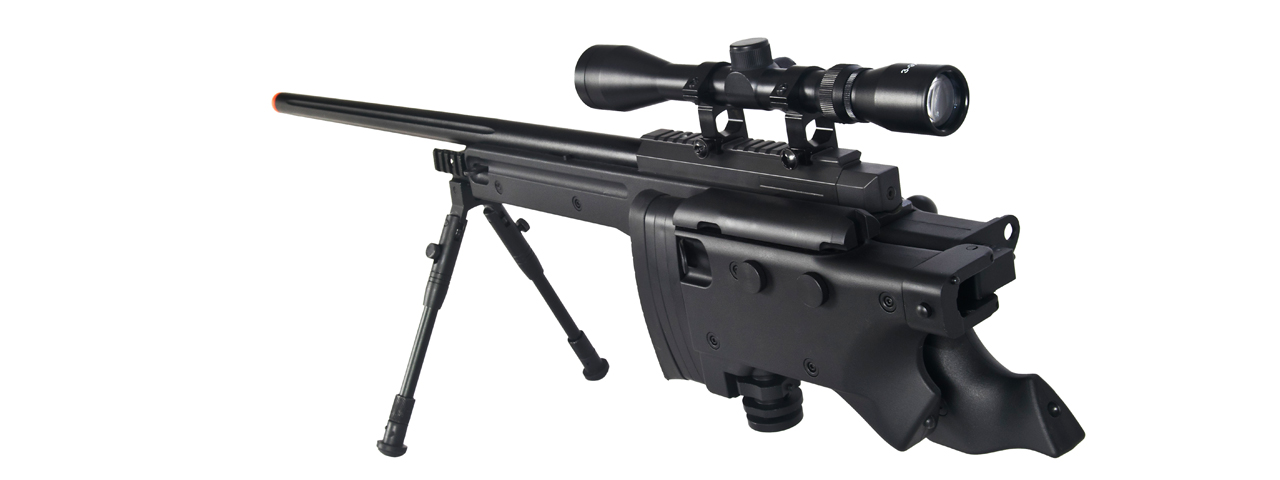 WELL MB08BA L96 AWP BOLT ACTION RIFLE w/FOLDING STOCK & SCOPE (COLOR: BLACK) - Click Image to Close