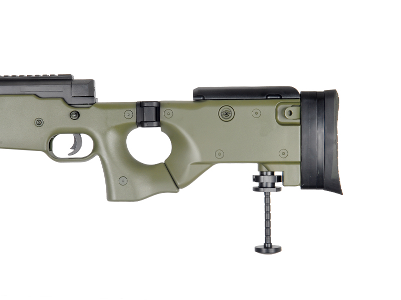 WELL AIRSOFT L96 AWP BOLT ACTION RIFLE W/ FOLDING STOCK - OD GREEN - Click Image to Close