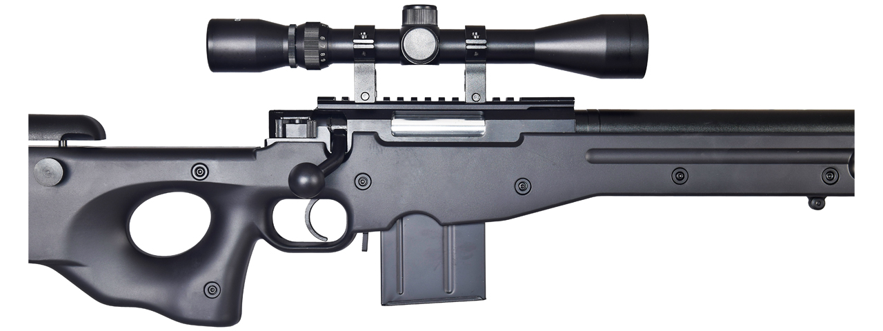 WELL AIRSOFT L96 AWS BOLT ACTION RIFLE W/ BIPOD AND SCOPE - BLACK - Click Image to Close