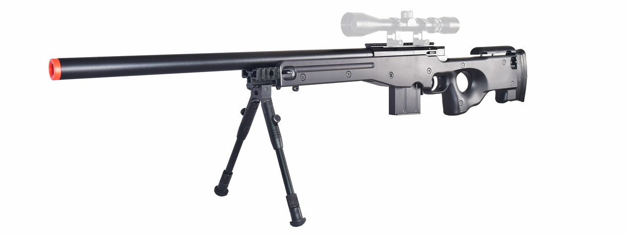 WELLFIRE AIRSOFT MK96 AWS BOLT ACTION SNIPER RIFLE W/ BIPOD - BLACK - Click Image to Close