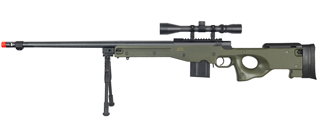 WELL MB4402GAB BOLT ACTION RIFLE w/FLUTED BARREL, SCOPE & BIPOD (COLOR: OD GREEN)