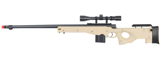 WELL AIRSOFT BOLT ACTION RIFLE W/ FLUTED BARREL AND SCOPE - TAN