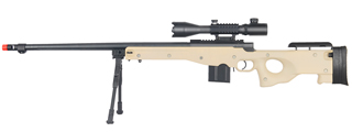 WELL MB4402TAB2 BOLT ACTION RIFLE w/FLUTED BARREL, ILLUMINATED SCOPE & BIPOD (COLOR: TAN)