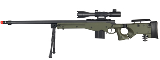 WELL AIRSOFT MK96 BOLT ACTION RIFLE W/ BARREL, SCOPE & BIPOD - GREEN