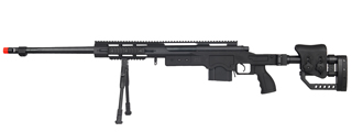 WELL MB4410BBIP BOLT ACTION RIFLE W/FLUTED BARREL & BIPOD (COLOR: BLACK)