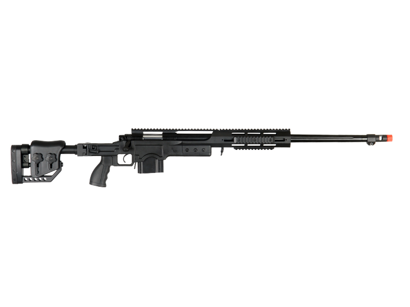 WELL AIRSOFT MB4411 BOLT ACTION SNIPER RIFLE W/ FLUTED BARREL - BLACK - Click Image to Close