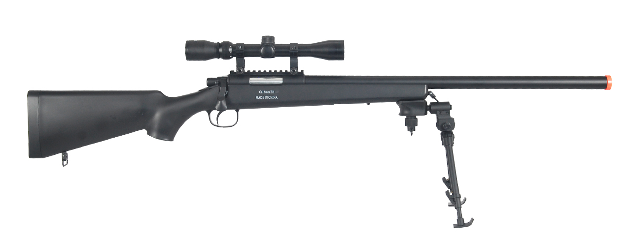 AGM MP001BAB BOLT ACTION SNIPER RIFLE w/ SCOPE & BI-POD (COLOR: BLACK) - Click Image to Close