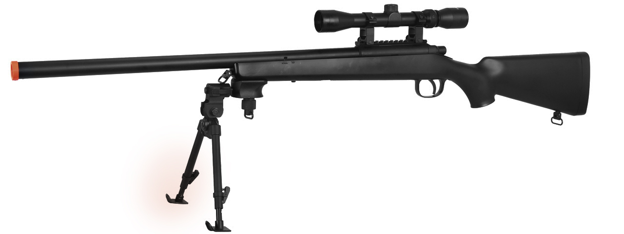 AGM MP001BAB BOLT ACTION SNIPER RIFLE w/ SCOPE & BI-POD (COLOR: BLACK)