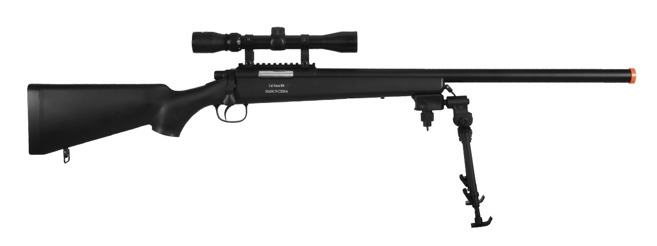 AGM MP001BAB BOLT ACTION SNIPER RIFLE w/ SCOPE & BI-POD (COLOR: BLACK)