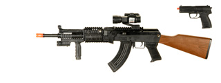 UKARMS P1072 Tactical AK47 Spring Rifle w/ Laser and Flashlight plus Bonus Spring Pistol Combo Pack