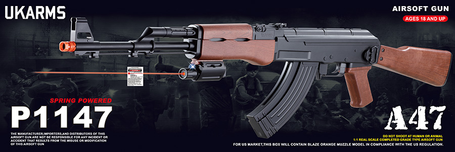 UKARMS P1147 AK-47 Spring Rifle w/ Laser - Click Image to Close