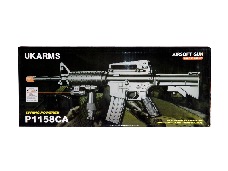 UK Arms M4A1 Spring Rifle w/ Laser and Vertical Grip (Color: Black) - Click Image to Close