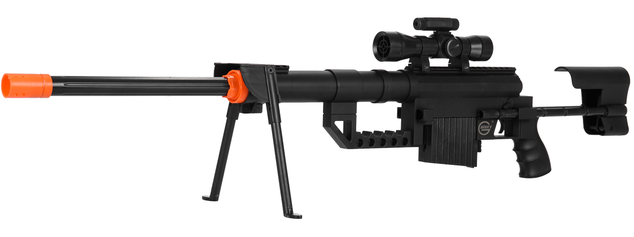 UK Arms P1200 M200 Airsoft Spring Sniper Rifle w/ Scope, Bipod, and Laser (Color: Black) - Click Image to Close