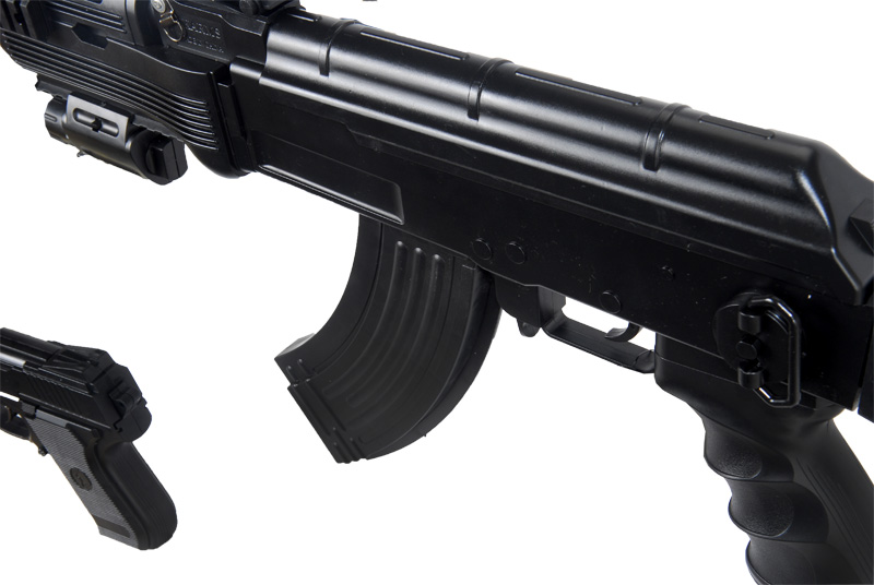 UKARMS P1247 Tactical AK-47 Spring Rifle, full stock with Bonus Spring Pistol Combo Pack - Click Image to Close