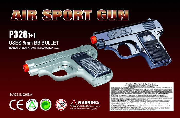 Double Eagle P328SB Dual Spring Pistol Set (Color: Black/Silver) - Click Image to Close