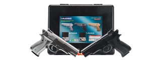 P628SB UKARMS 2 SPRING PISTOLS IN COMBO PACK (BLACK AND SILVER)