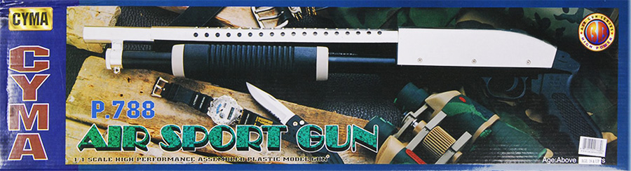 CYMA P788B Pump Action Airsoft Spring Shotgun (Color: Black) - Click Image to Close